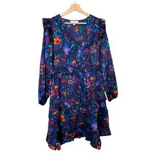 NWT The Pioneer Woman Floral Satin Ruffle V-Neck Dress Medium Country